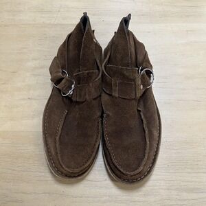 Oliberte Boots Mens Size 8 Brown Suede Desert Chukka Ankle Buckle Strap Shoes